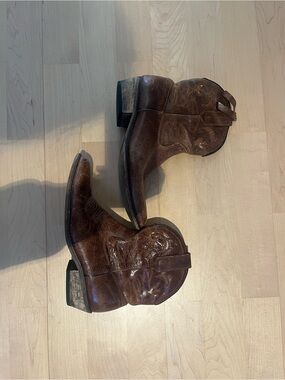 Brown Leather Dingo Ankle Cowboy Boots
